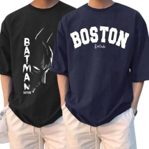 leotude men's half sleeve round neck cottonblend graphic print oversized tshirt for man