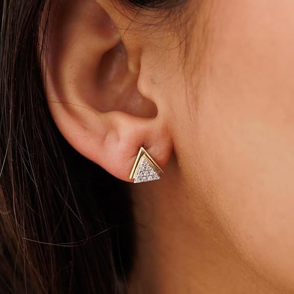 jewels lab grown diamonds (0.10 ct) dual tone triangle spark stud earrings | 925 sterling silver | si clarity | e f color | sgl certified | fine jewellery gifts for women & girls jewels lab grown diamonds (0.10 ct) dual tone triangle spark stud earrings | 925 sterling silver | si clarity | e f color | sgl certified | fine jewellery gifts for women & girls