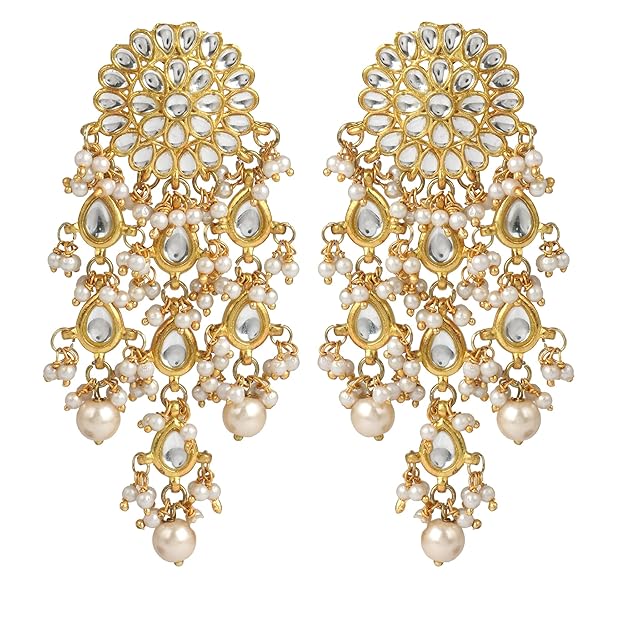 karatcart womens gold plated kundan tassel earrings