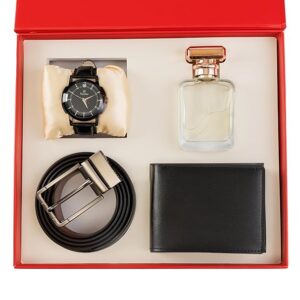 man’s gift set | combo with wrist watch, reversible belt, leather wallet & long lasting perfume | gift for man | birthday gift for husband | gift for boyfriend | eid gift hamper for men